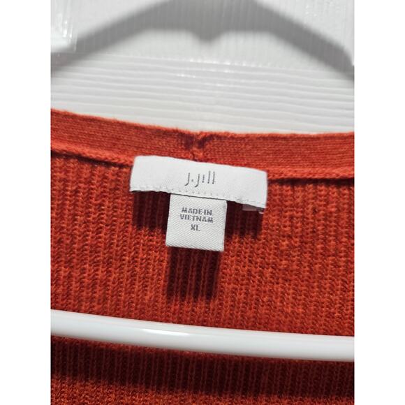 J. Jill V-neck Cotton Blend Sweater Orange Rust Size XL SKU 179 - Picture 3 of 11